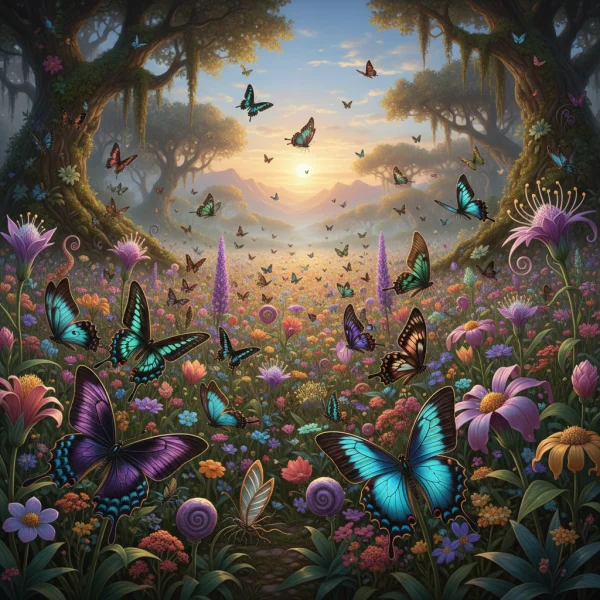 Rare tons  butterflys in  flower feilds