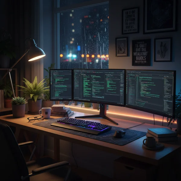 Coding workspace night lighting 1