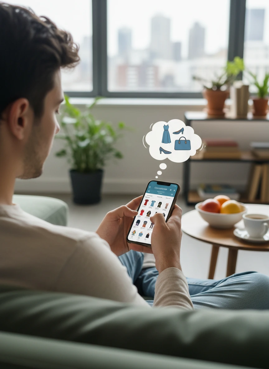 Person browsing products on smartphone 1