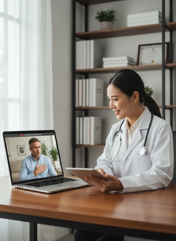 Doctor consulting patient through video... 1