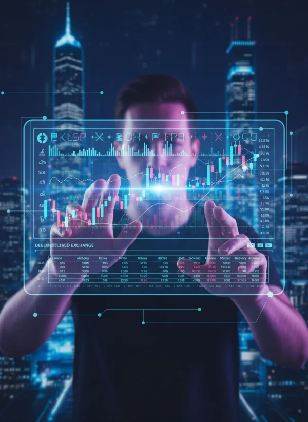 Crypto trading concept glowing digital i... 1