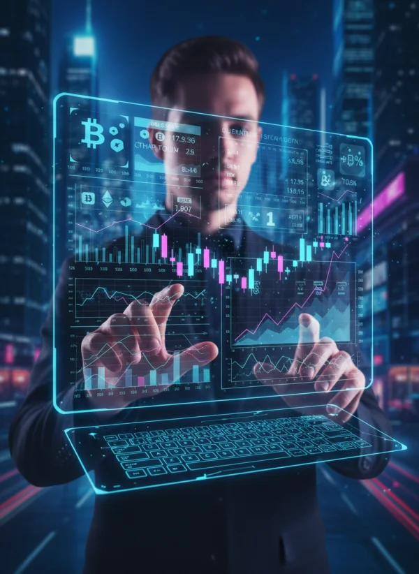 Crypto trading concept glowing digital i... 1