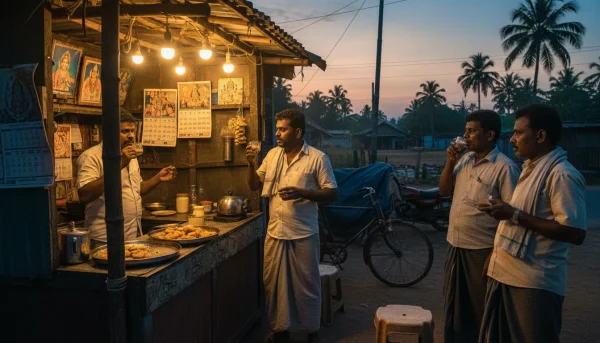 small roadside tea stall in Kerala at du... 1