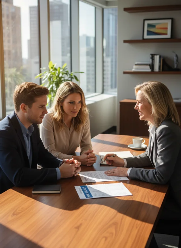 A couple meeting a bank advisor to discu... 1
