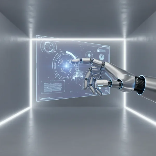 A 3D robotic hand interacting with holog... 1