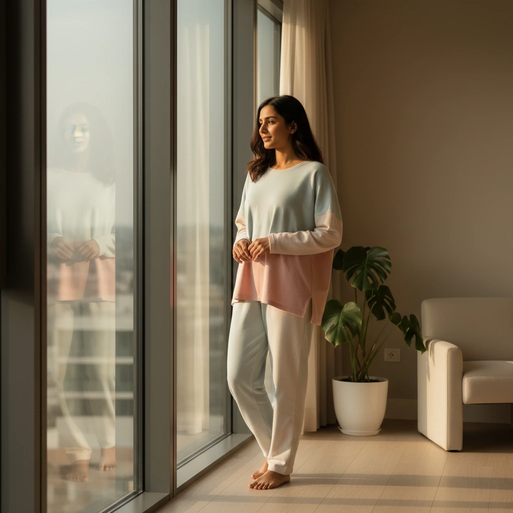 A young Indian woman standing near a lar... 1