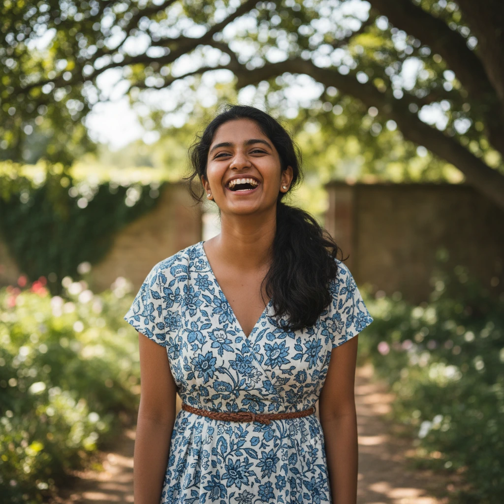 candid outdoor portrait of an Indian gir... 1