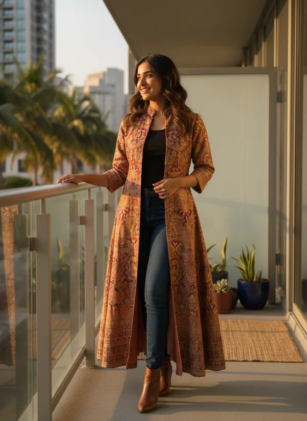 young Indian woman standing on a modern... 1
