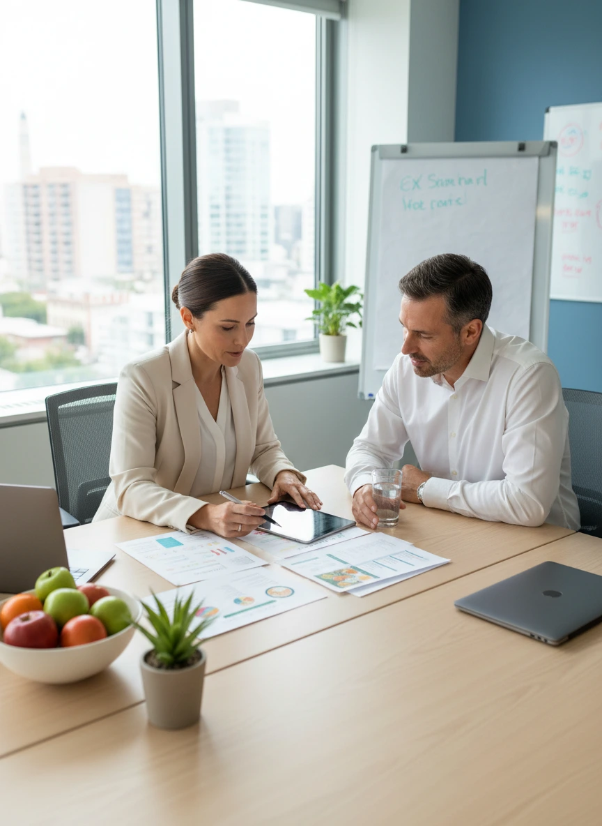 nutrition consultant reviewing meal plan... 1