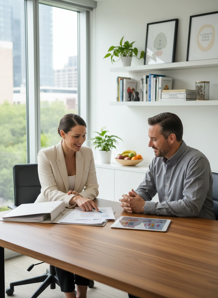 nutrition consultant reviewing meal plan... 1