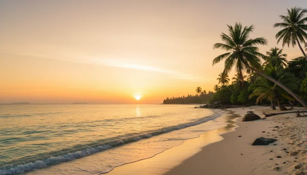 stunning tropical beach at sunrise with... 1