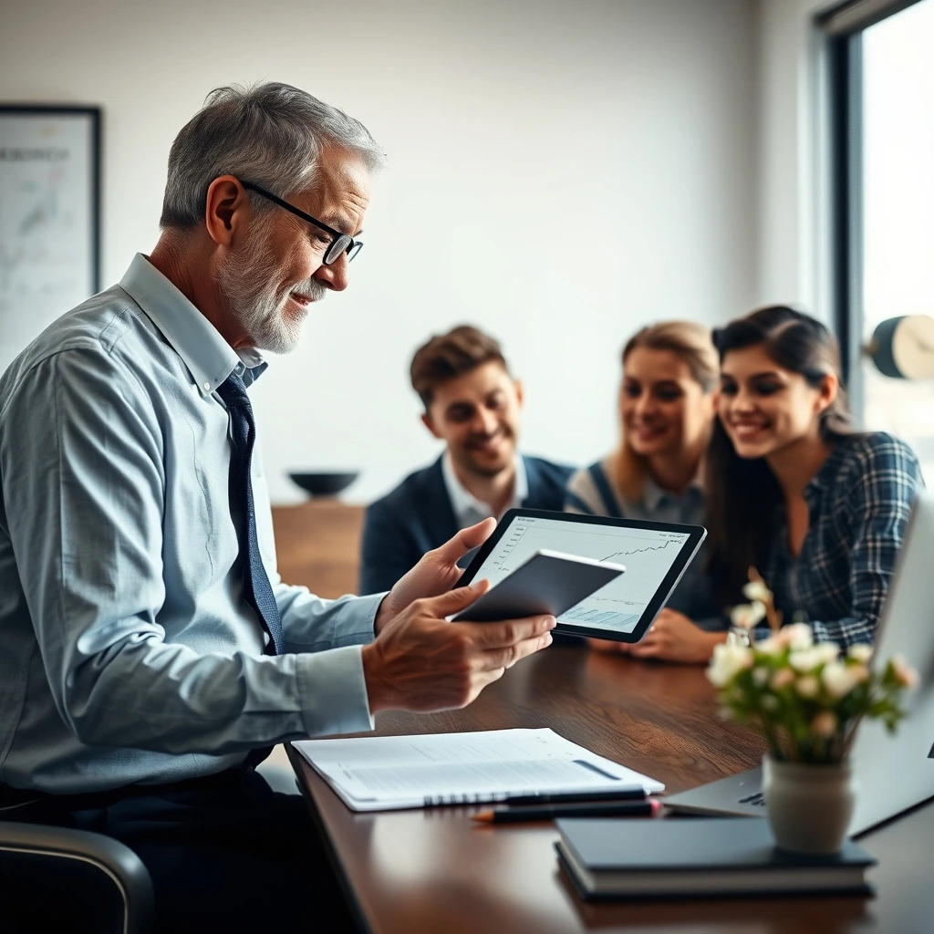 Financial Advisor Explaining Investment Chart to Young Couple