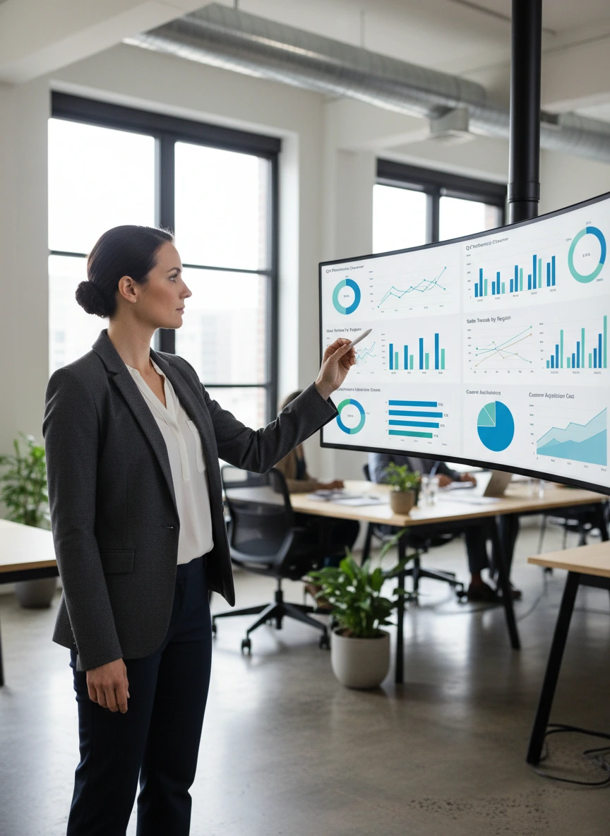 Business analyst reviewing data analytic... 1