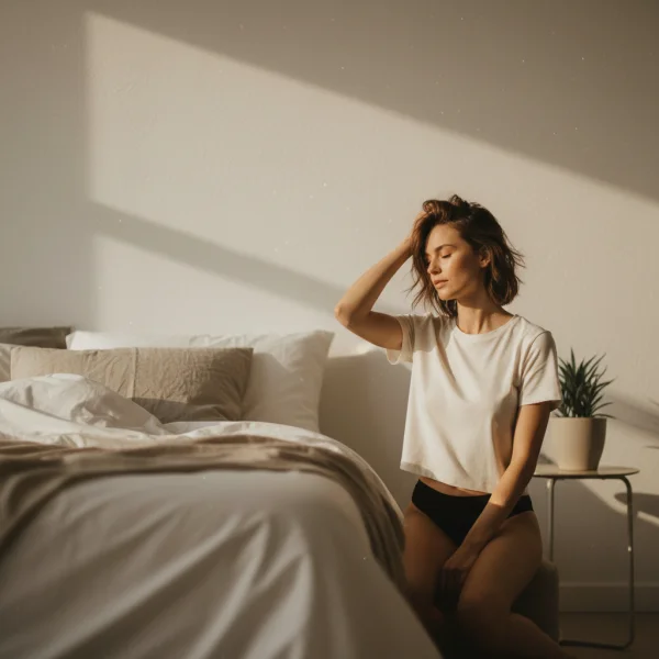 Minimalist bedroom lifestyle shoot of a... 2