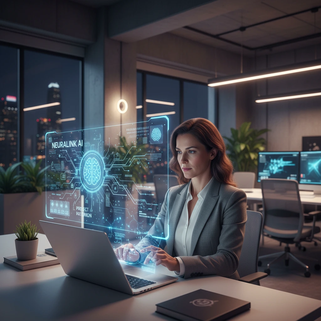 Professional working on laptop with futu... 2