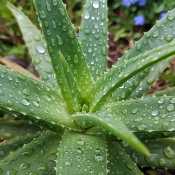Aloe Vera Raindrops Close Up 4K Image